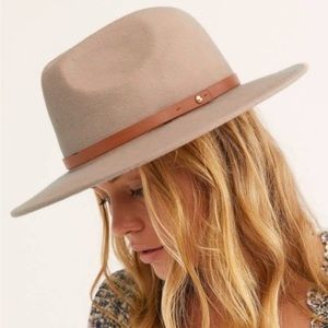 Free people taupe grey wool hat fedora